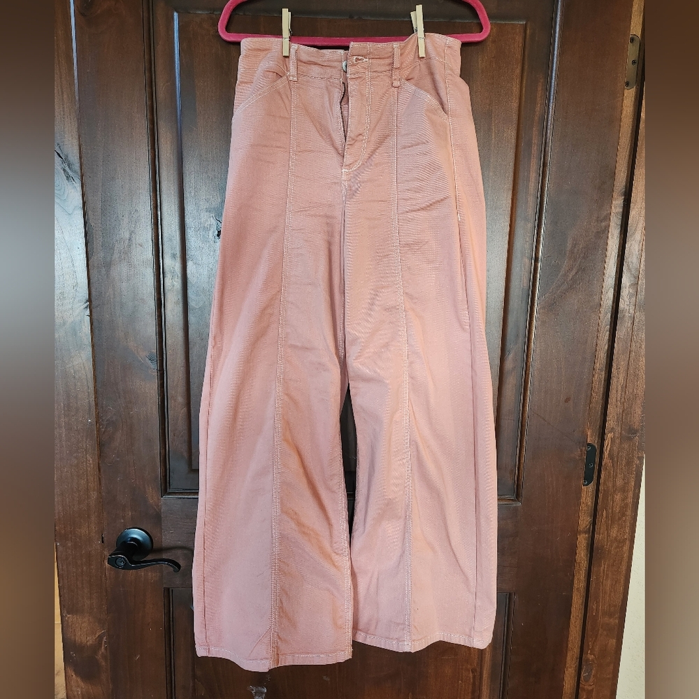 Anthropologie Maeve Light Pink/rose Wide Leg Pants
